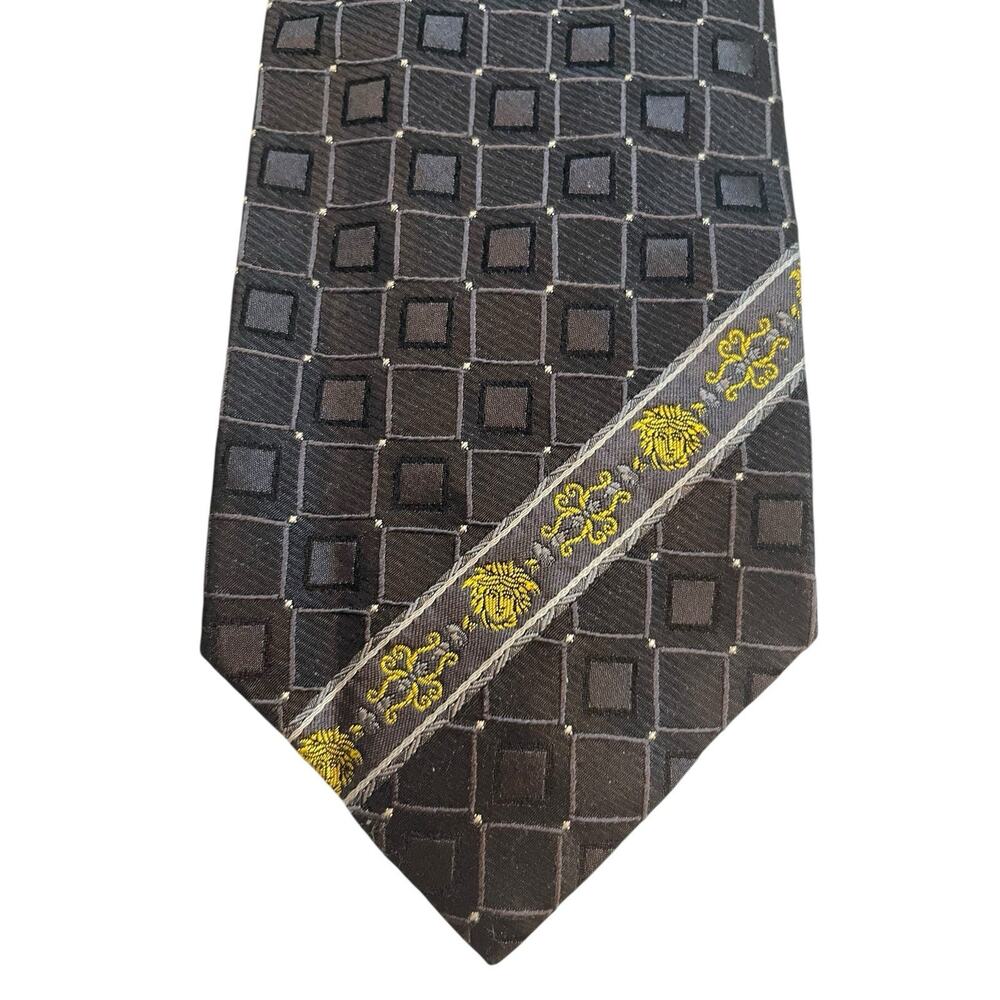 GIANNI VERSACE Silk Tie Designer Baroque Medusa Head Old‎ Money Career Business